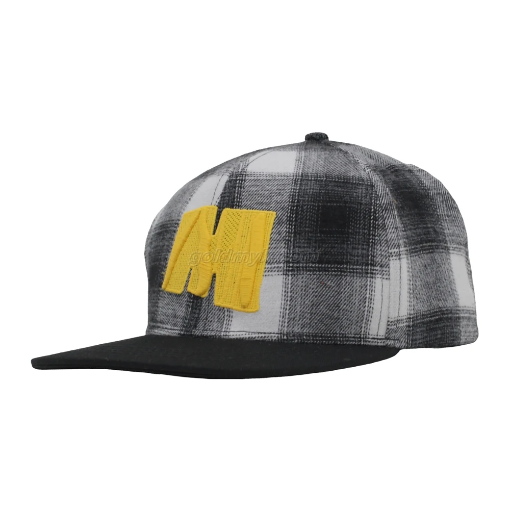 Good Quality Custom Embroidery 6 Panels Flat Visor Hook And Loop  Polyester  Snapback Hat