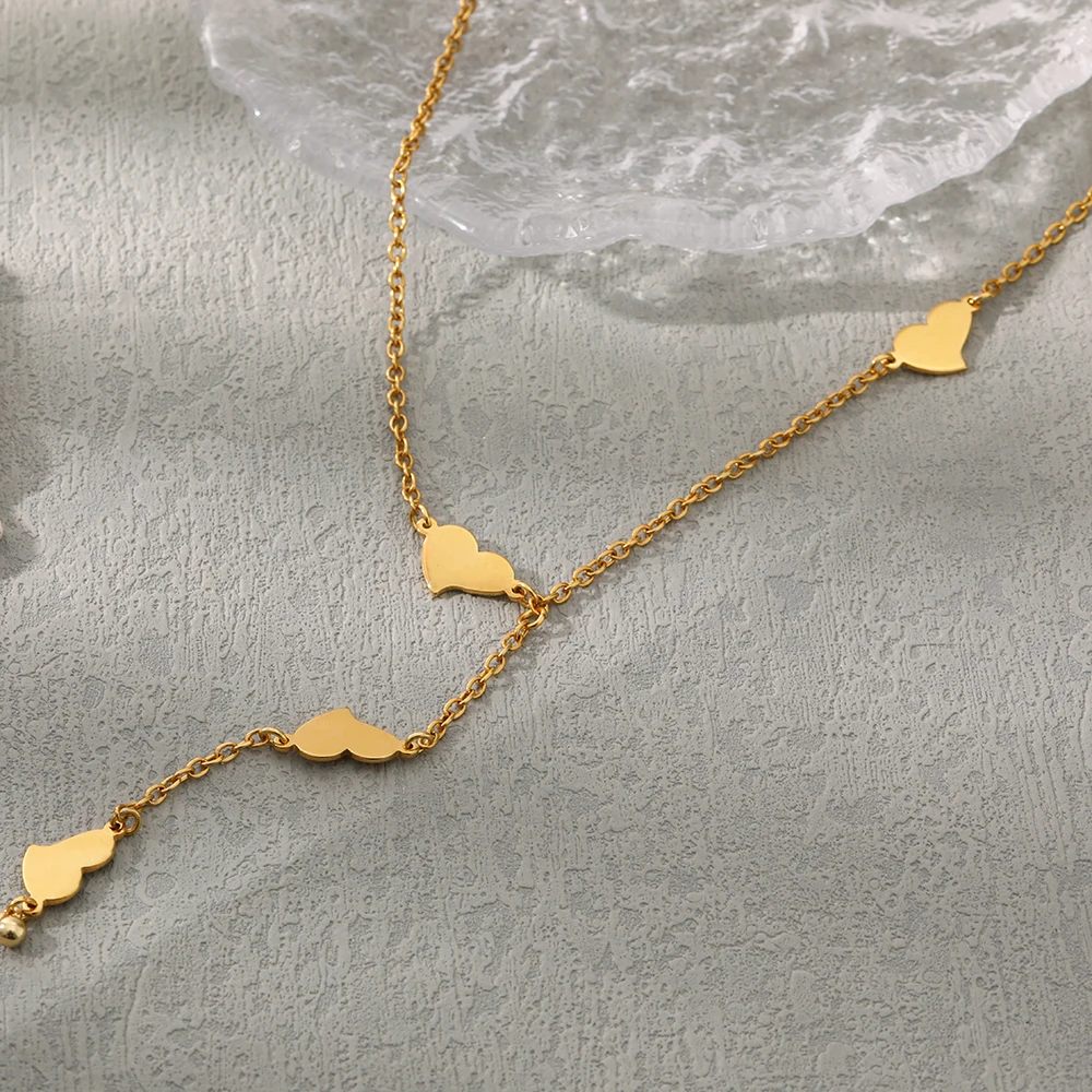 Collar de cadena con colgante de corazn temperamento para mujer Gargantilla romntica de acero inoxidable 2022 joyera de 18