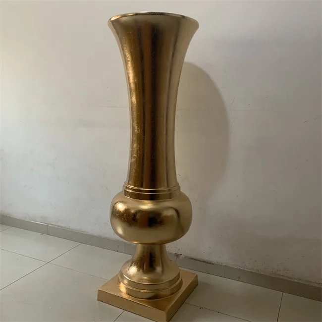 L-526 New Fashion European Style Gold Flower Vase Fiberglass Material Wedding Large for Table Decoration