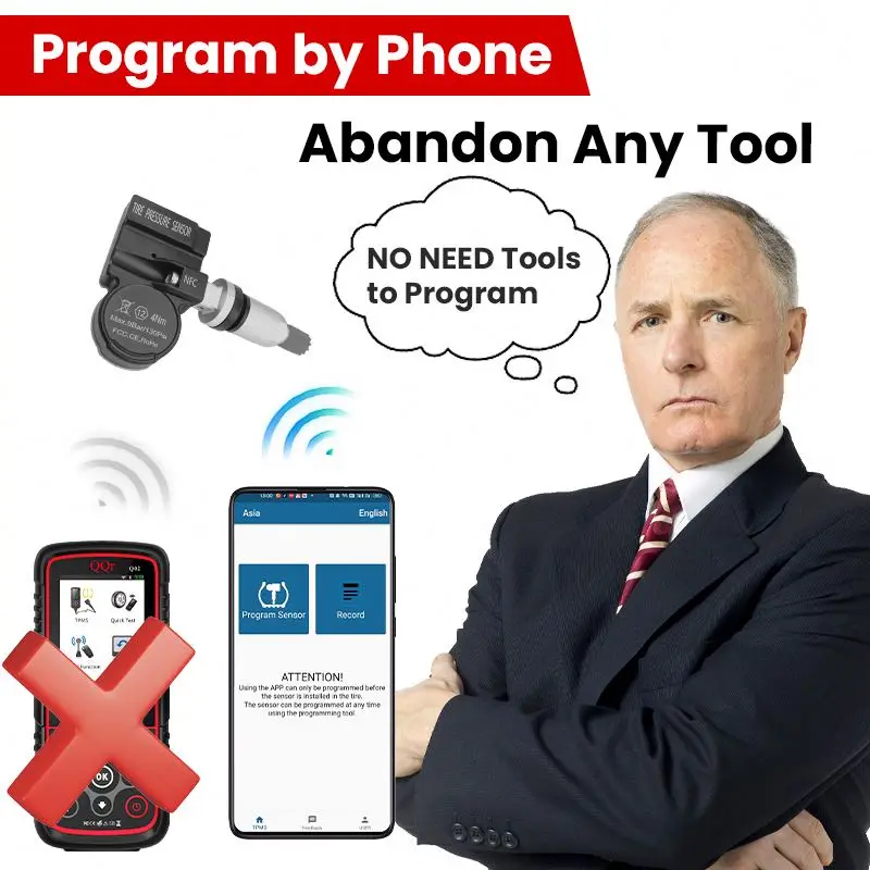 NFC TPMS Sensor Tire Pressure Monitor Sensor 2 in 1 315MHz 433MHz Replaced OEM Tire Sensors programming universal tpms