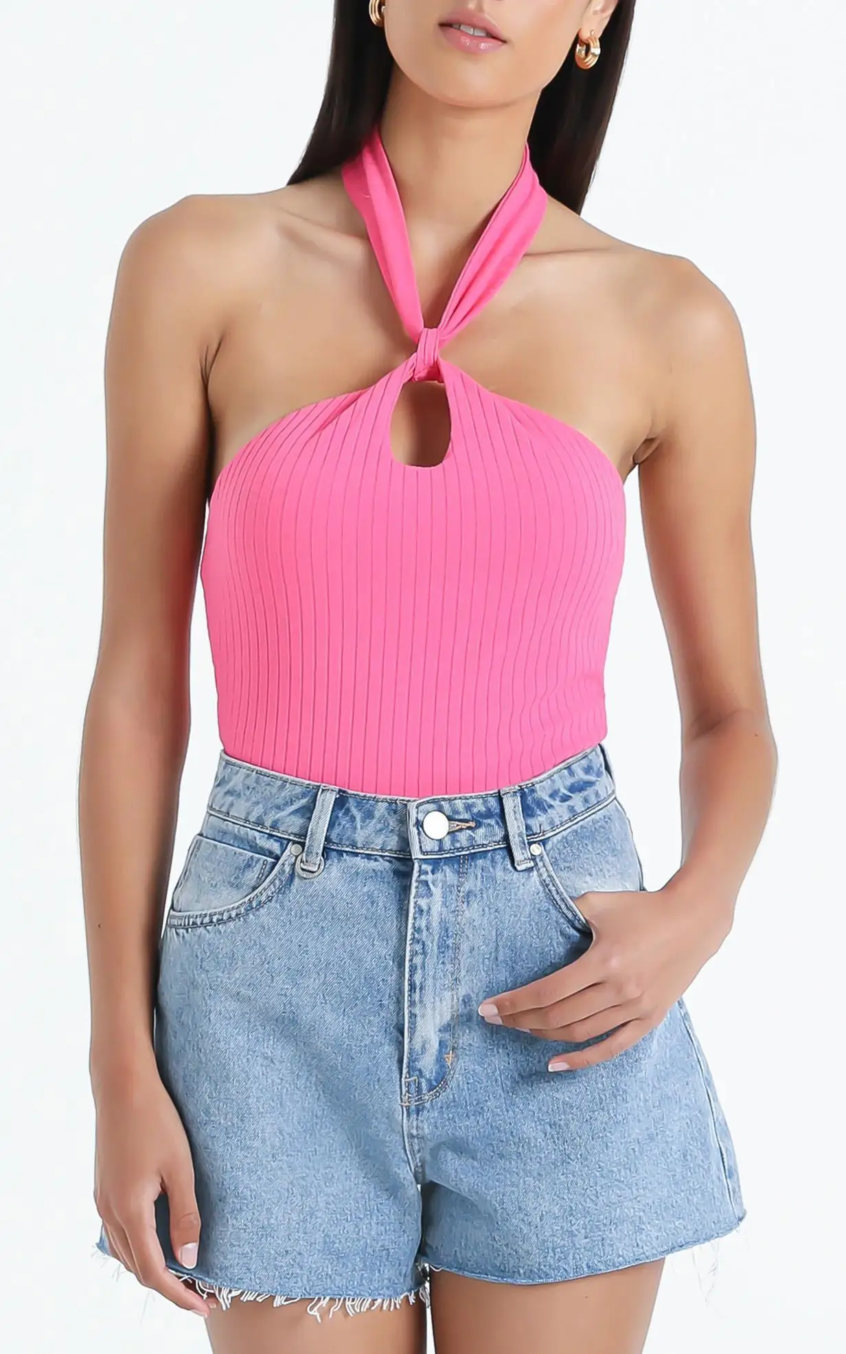 
women casual body shape halter bodysuit women knit ribbed sexy cut out body corset body suit 