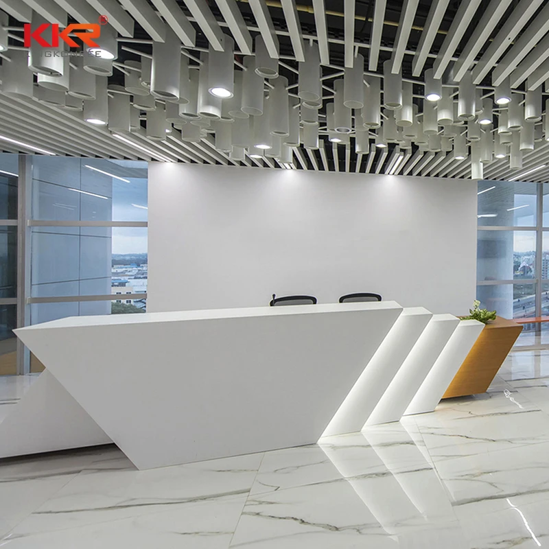 Luxury Design Artificial Stone Marble Look L Shape Reception Desk Design, Modern Reception Desk Design