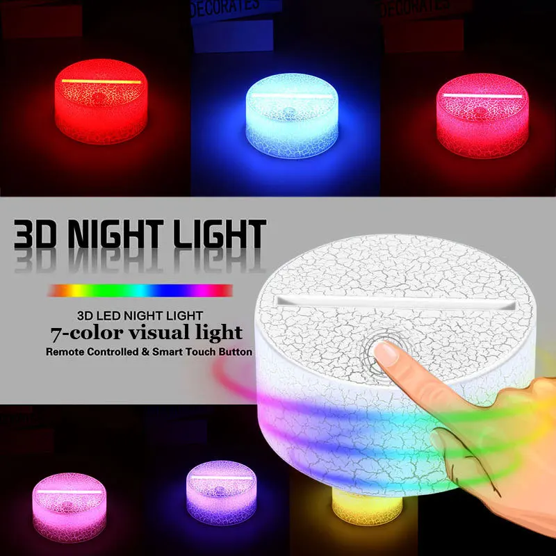 European Wholesale ABS Lamp Night Light Touch Base Remote Control 3d Wooden Acrylic