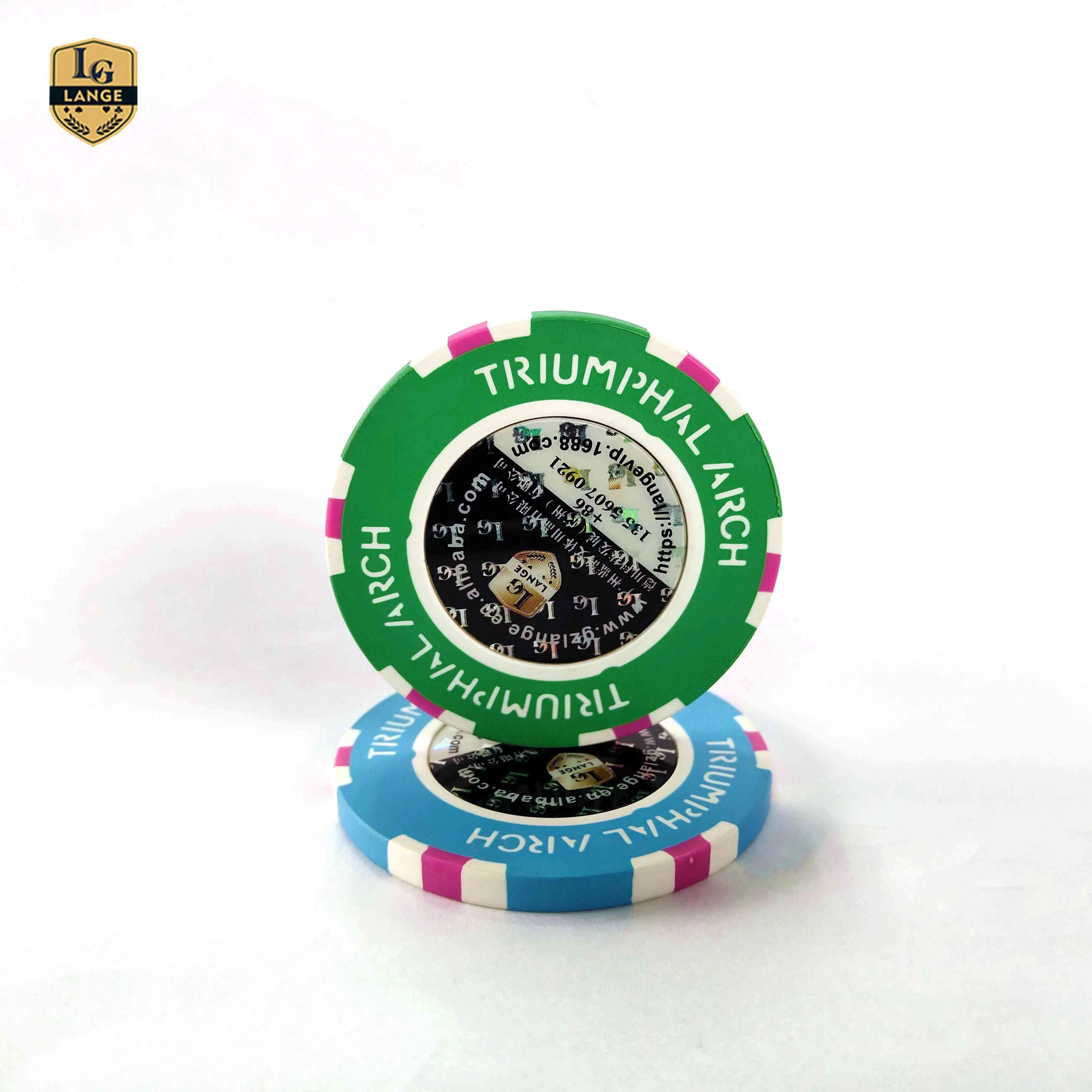 High Quality Casino Poker Chips With Laser Anti Counterfeiting And Custom Sticker