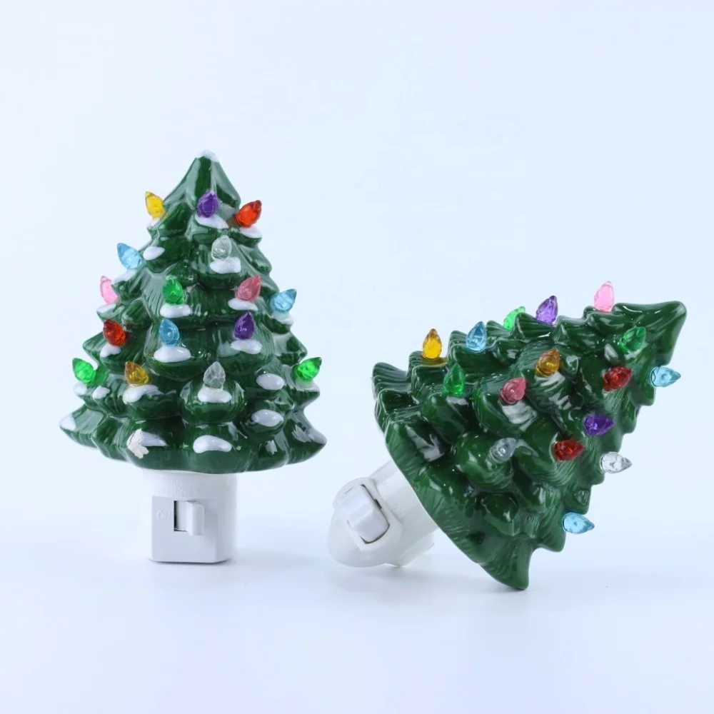 ETL Electric Christmas Tree Plug Ceramic Night Light Ngiht Lamp Lighting and Circuitry Design Indoor Room,living Room FJS17080