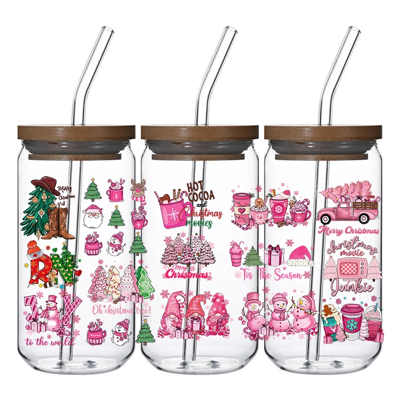 Ready to Ship Wholesale 16oz UV-DTF Tumbler Decals UVDTF Transfer Sticker UV DTF Cup Wraps for 16oz Libbey Glass Can