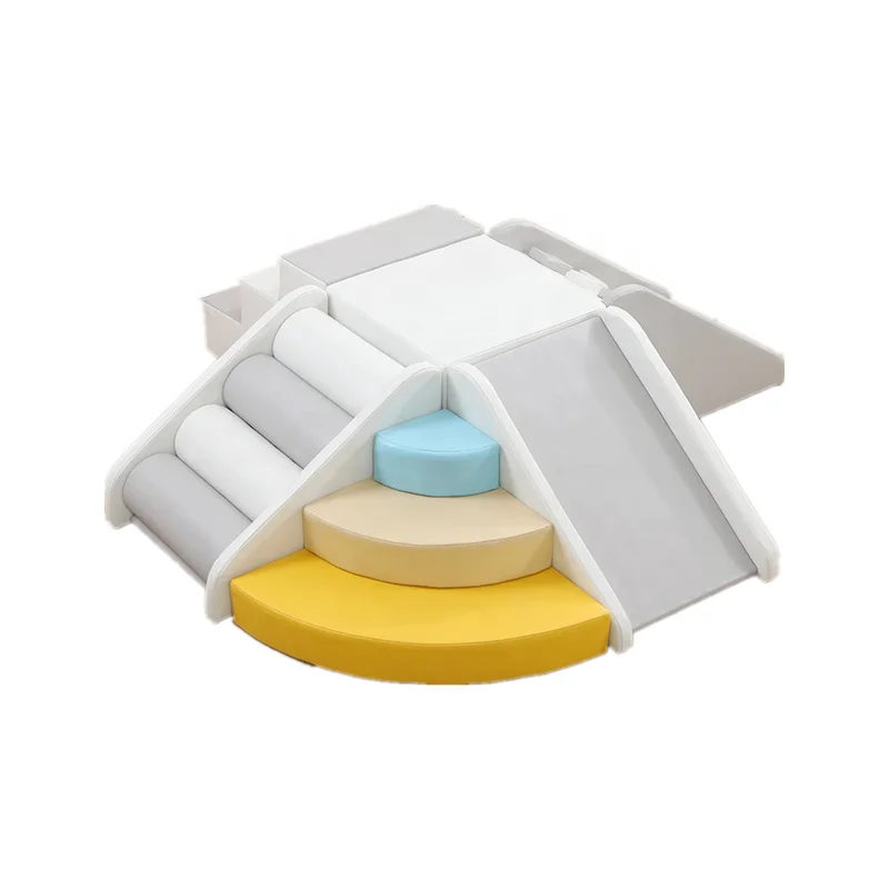Best indoor toddler preschool soft play set white and grey foam soft play toys soft play climber for home