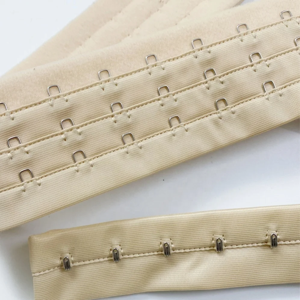 Underwear accessories 3 row velvet back high quality blue soft polyester long roll bra hook and eye tape