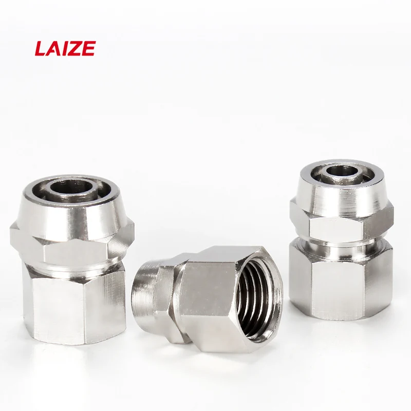 Женский прямой быстрый адаптер Пневматический воздушный фитинг быстросъемные соединители латунный никелированный Laize