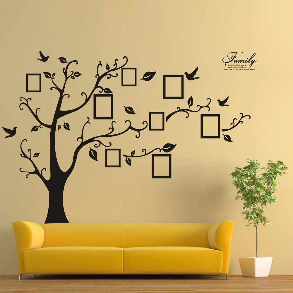 Home decoration 3d adhesive large photo frame tree sticker for wall