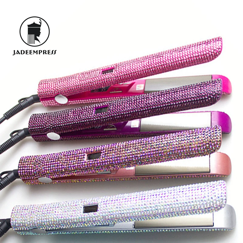 Hot Sale Wholesale Professional Crystal Diamond Bling Electric Titanium Flat Iron Hair Straightener Irons
