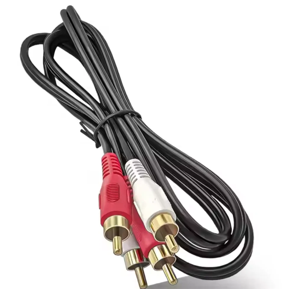 2pcs 3.5mm Audio Video Cable to 3 RCA shield Audio cable  male for DVD TV Box Stereo Speaker Male Connector Braided Cable