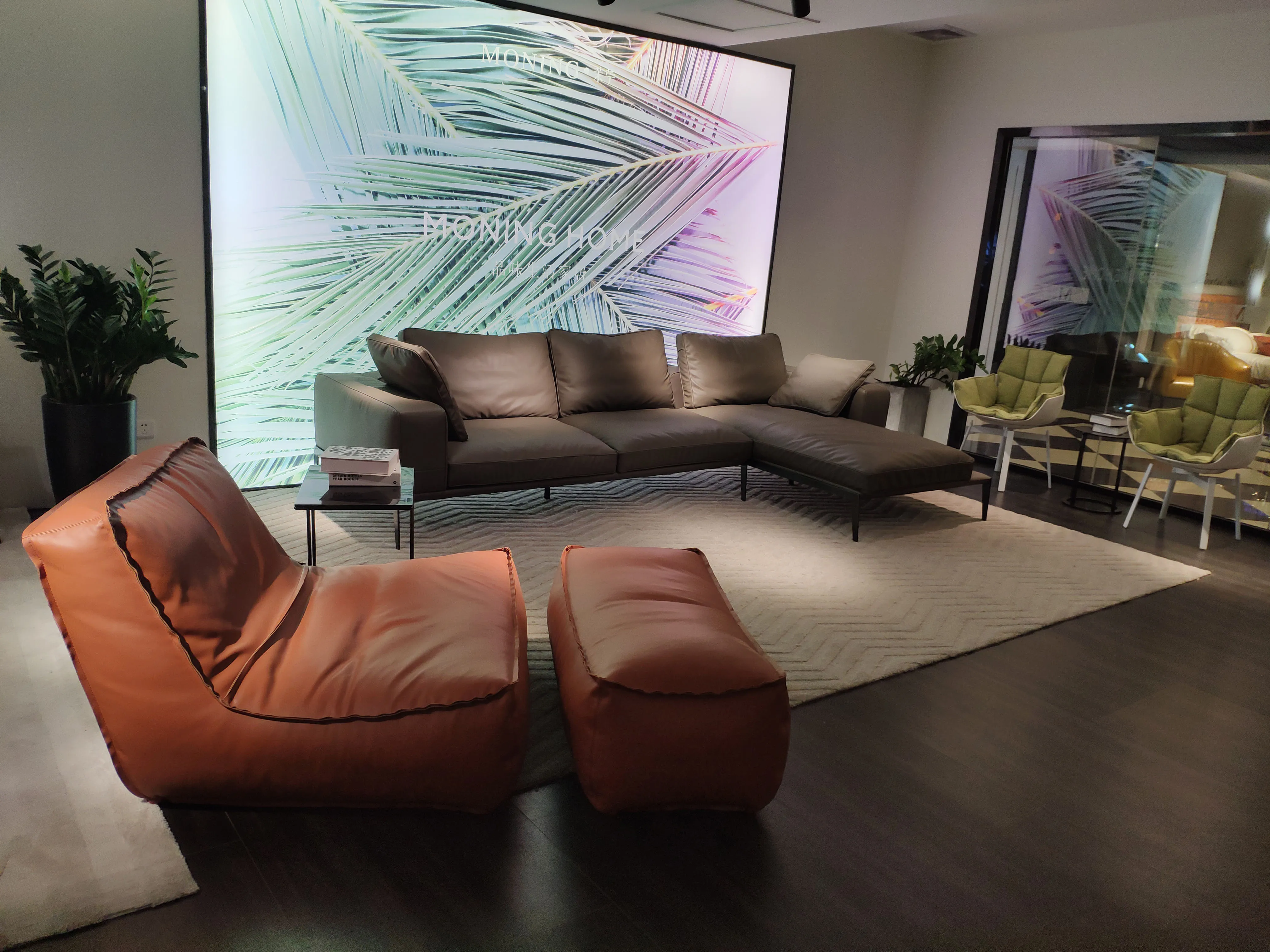 Global sofa набор мебели кожаный современный Четырехместный натуральный итальянский коричневый