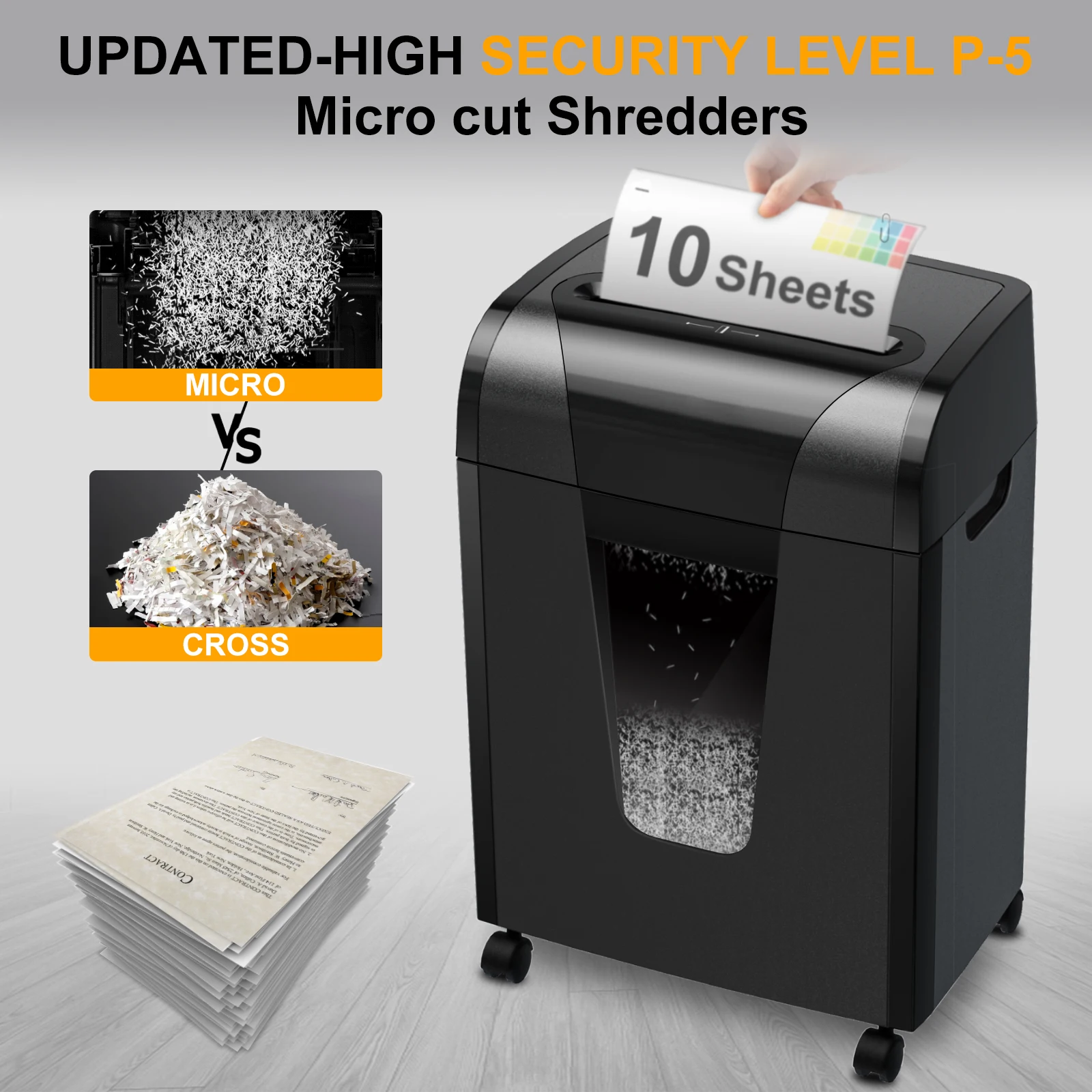 C260P Hot Sales 10 Sheets Micro Cut Paper Shredder  for Home Office Use Heavy Duty with Safety Lock Shredder Machine