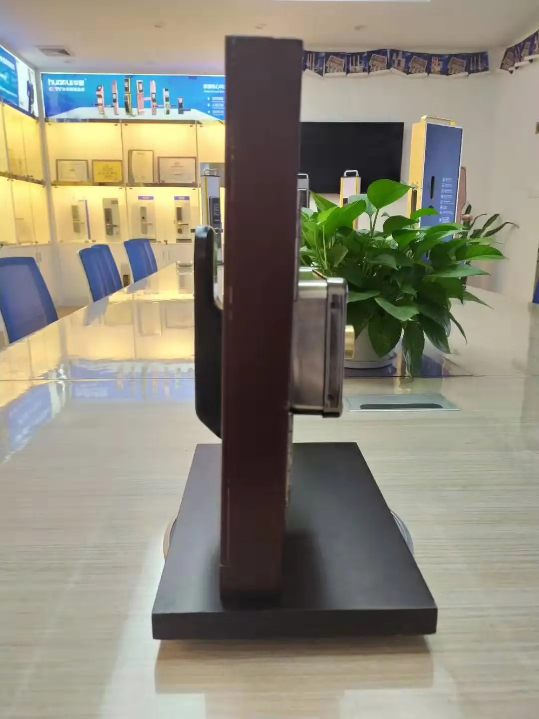 Huarui Lock DC6V stainless steel Smart School Home Rotary Knob Door Electronic Electric Rim Lock With Card Reader Option