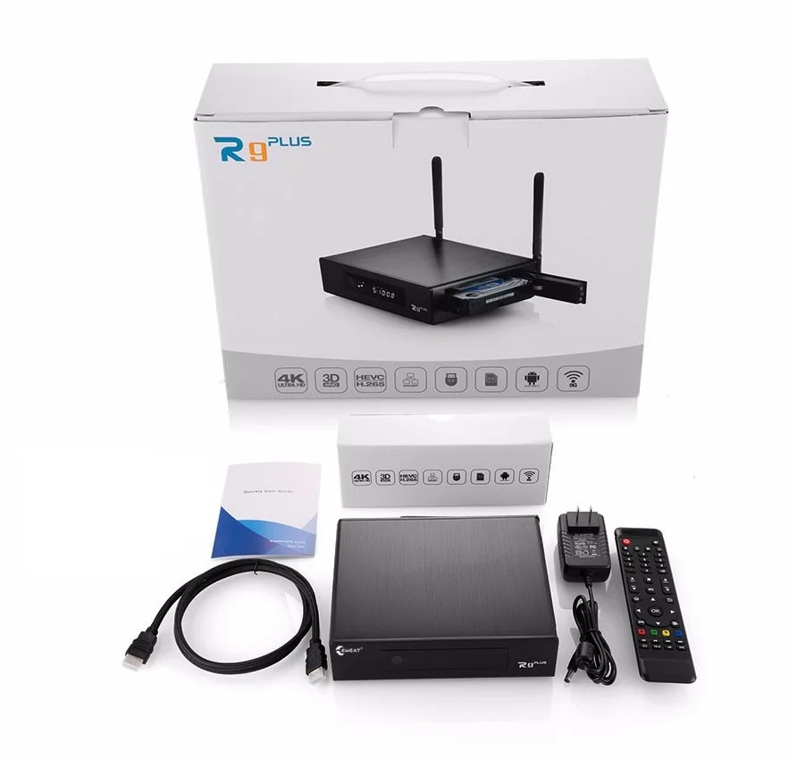 Оптовая продажа Китай Eweat R9 plus android tv box Черный матовый корпус hdd media player