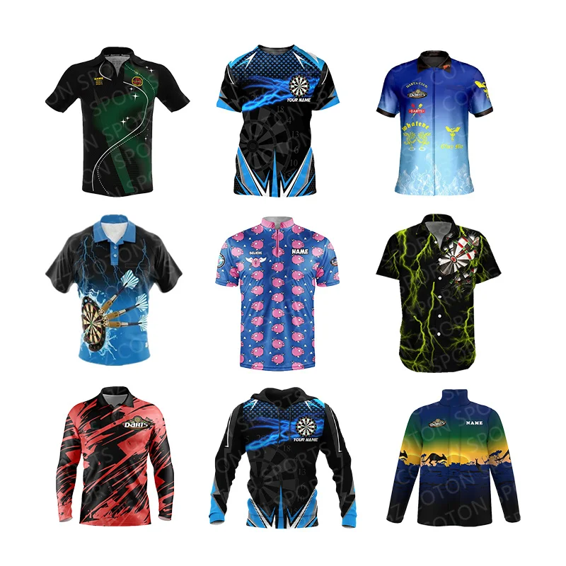 Custom Logo Mens Design Kids Youth Polyester Dart Team Club Sublimation Dart Polo Shirt With Zipper Pocket