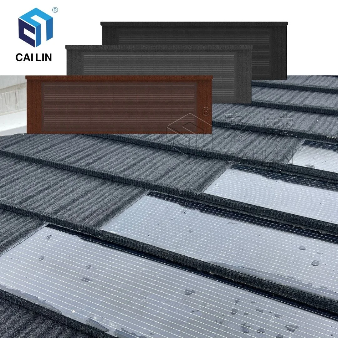BIPV Greenhouse Glass Panels Rooftop Solar Panels Monocrystalline Silicon Stone Coated Roofing Tile