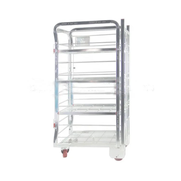 Manufacturer Direct Sales Light Duty Four Levels Shelves Milk Cart Roll Cage Milk Trolley rolling metal storage cage