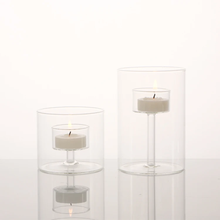 Different Size clear Cylinder Glass Wedding Tealight Candle Holder