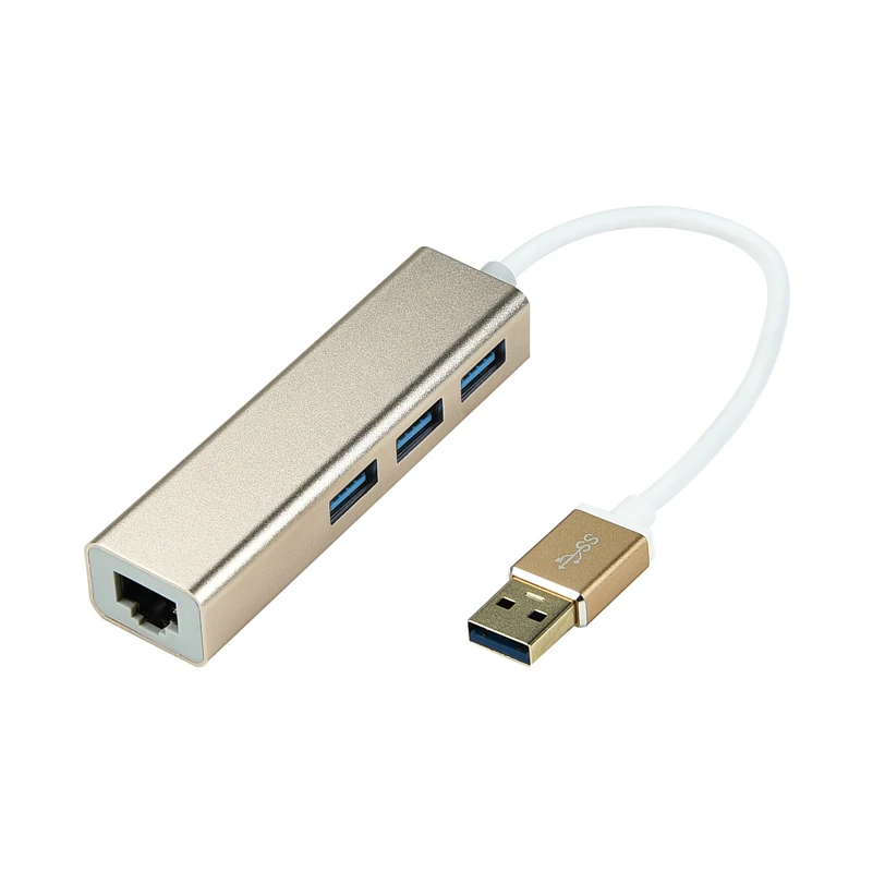 USB3.0 to 3-Port USB Hub with 10/100/1000 Gigabit Ethernet Adapter For USB Devices