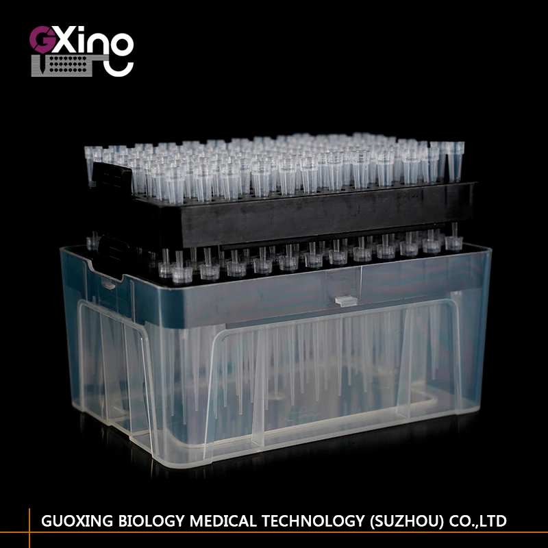 Fixed Universal Plastic Sterile 10ul Lengthen 96wells With Filter Box Universal Pipette Tip With Rack