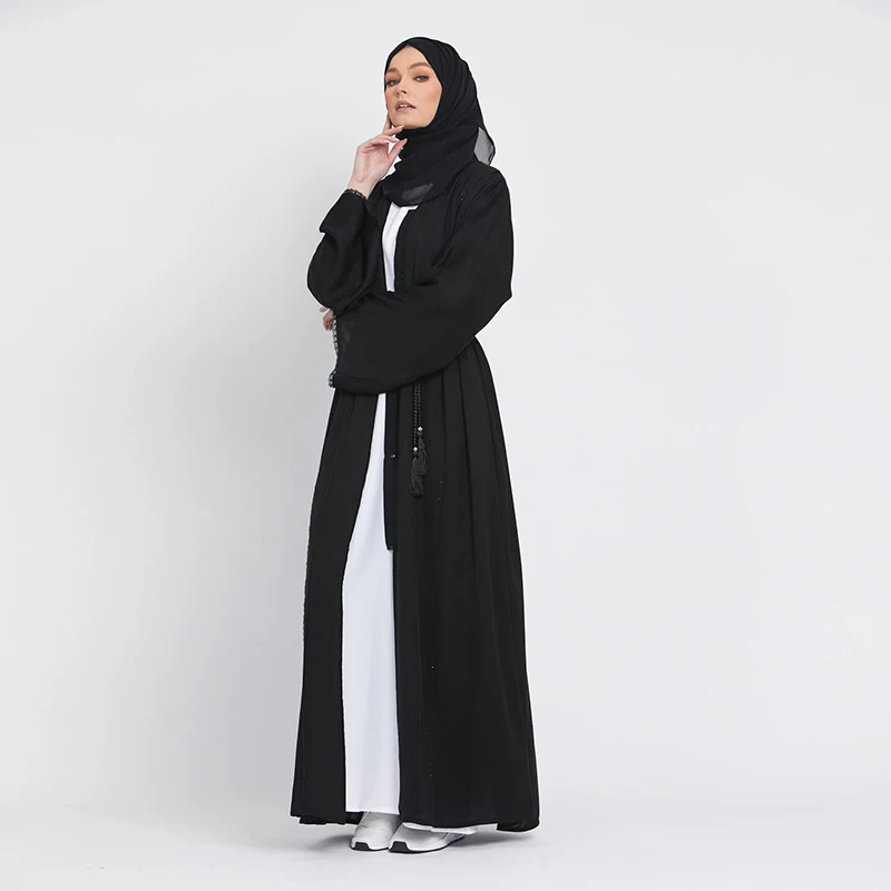 Solid Color Tunisian Qatar Material Hoody Marokko Dubai Boutique En Gros Embroidery Kaftan Muslim 2022 Abaya