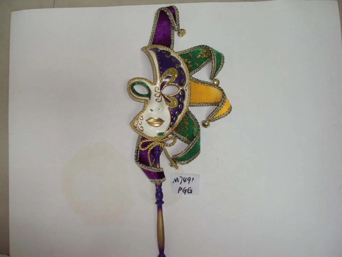 Woman Face Venetian Mask Lady Mardi Gras Mask With  Feather And Flower On Top
