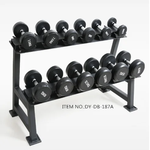 Rubber Coated Dumbbell/Wholesale high quality Fixed Round Head Rubber Coated Dumbbell