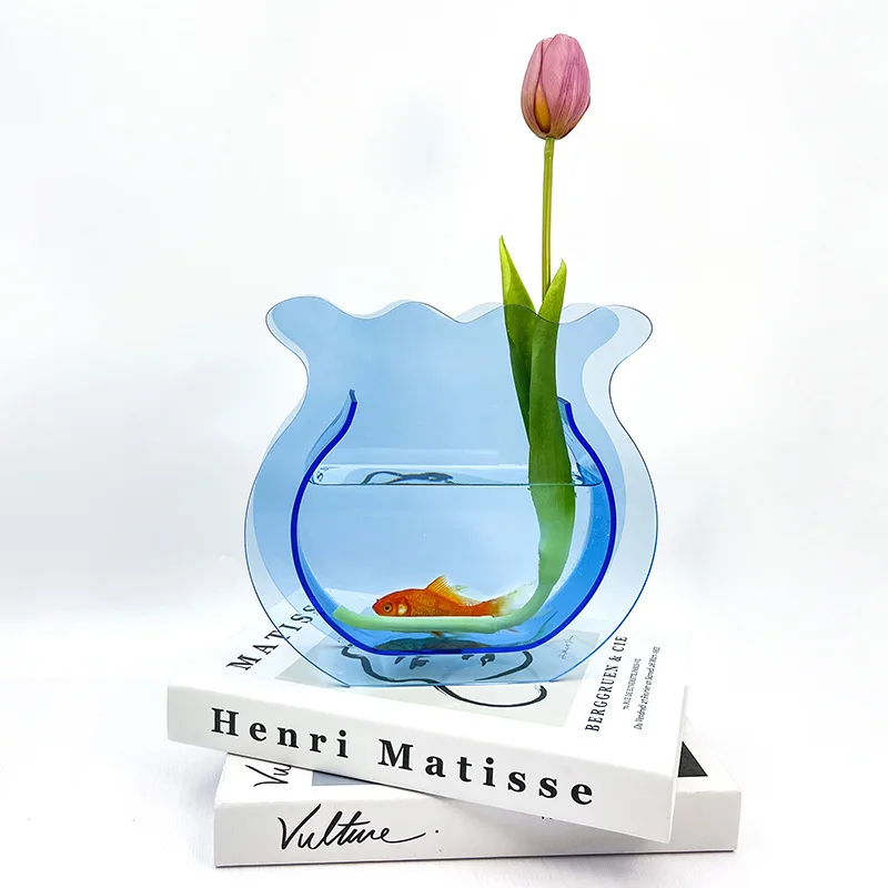 Decoration Creative Hydroponic Flower Vase for Decor Bedroom Red Modern Colorful Fish Factory Water Accessories Flower Vase