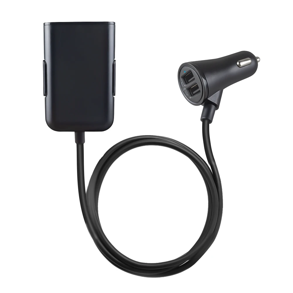 5V 4.8A 4 порта USB, автомобильное зарядное устройство с 6 футов Удлинительный кабель для спереди на заднем сиденье зарядное устройство для мобильного телефона