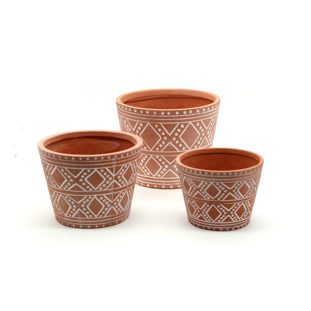 Eco-Friendly clay pot flower designs decoration for low price