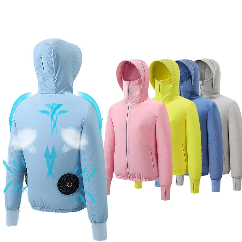 Stock Anti UV Sun Protection Air Conditioned Clothes Unisex Cooling Vest with Face Mask