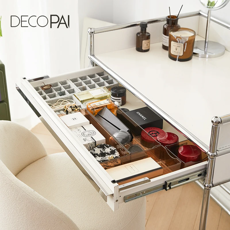 Nordic stainless steel dressing table, small apartment, high value, simple and minimalist designer dresser