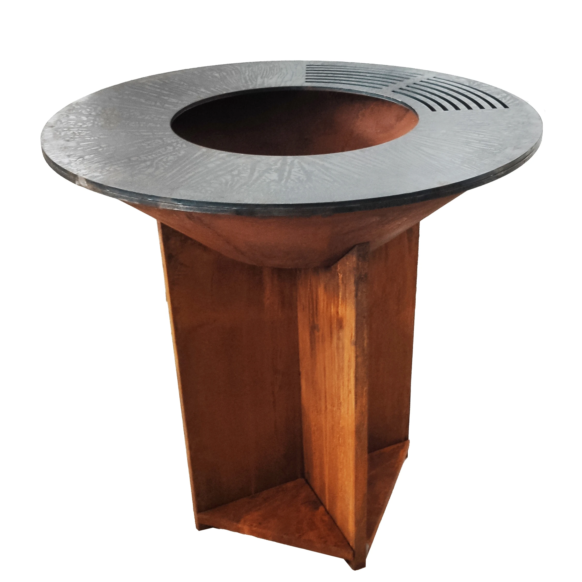 outdoor brasero barbecue heavy duty rust corten steel charcoal fire pit barbecue