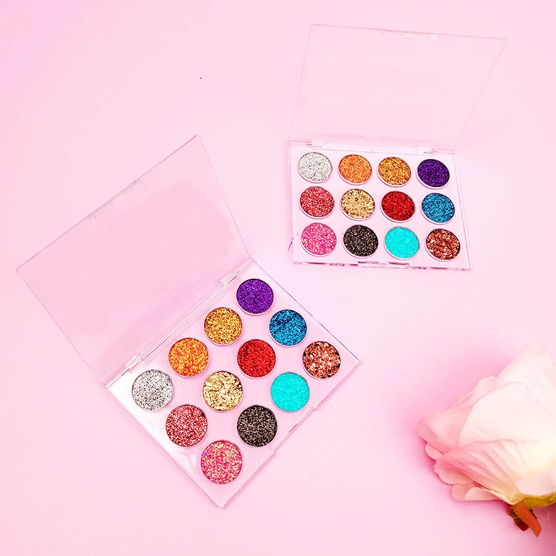 SHICELLE Cute Metallic Custom Glitter 12 Colors Makeup Vegan High Pigmented Private Label Eye Shadow Eyeshadow Palette