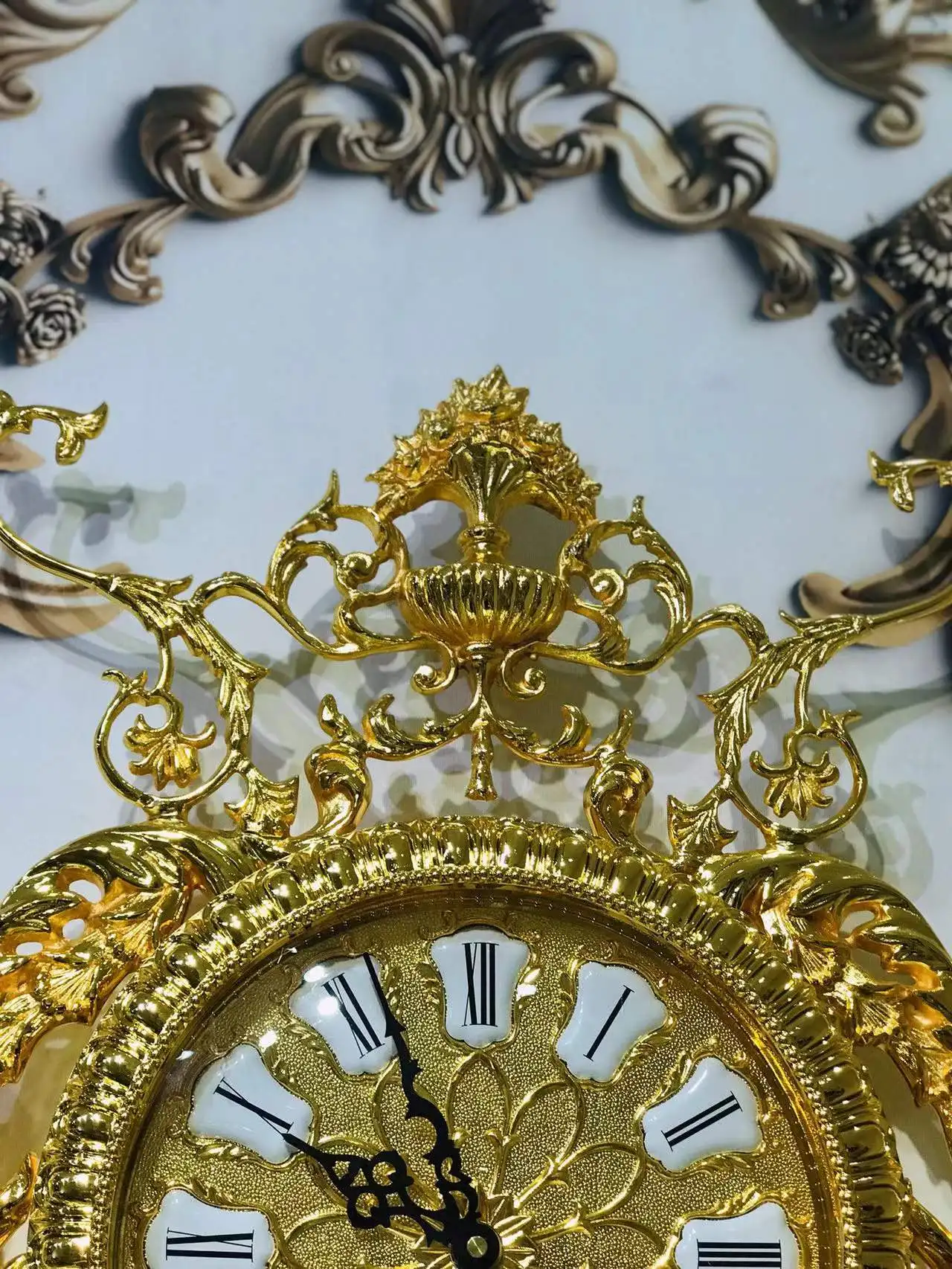 European Design Wall Clock Luxury Decoration Wall Clocks Handmade Golden Antique Style Wall Clock