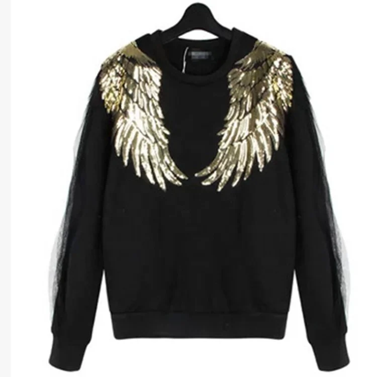 Золотые блестки, перо, клейкие крылья HZ029, наклейки, высококачественные аксессуары для одежды и багажа, вышитые нашивки на заказ