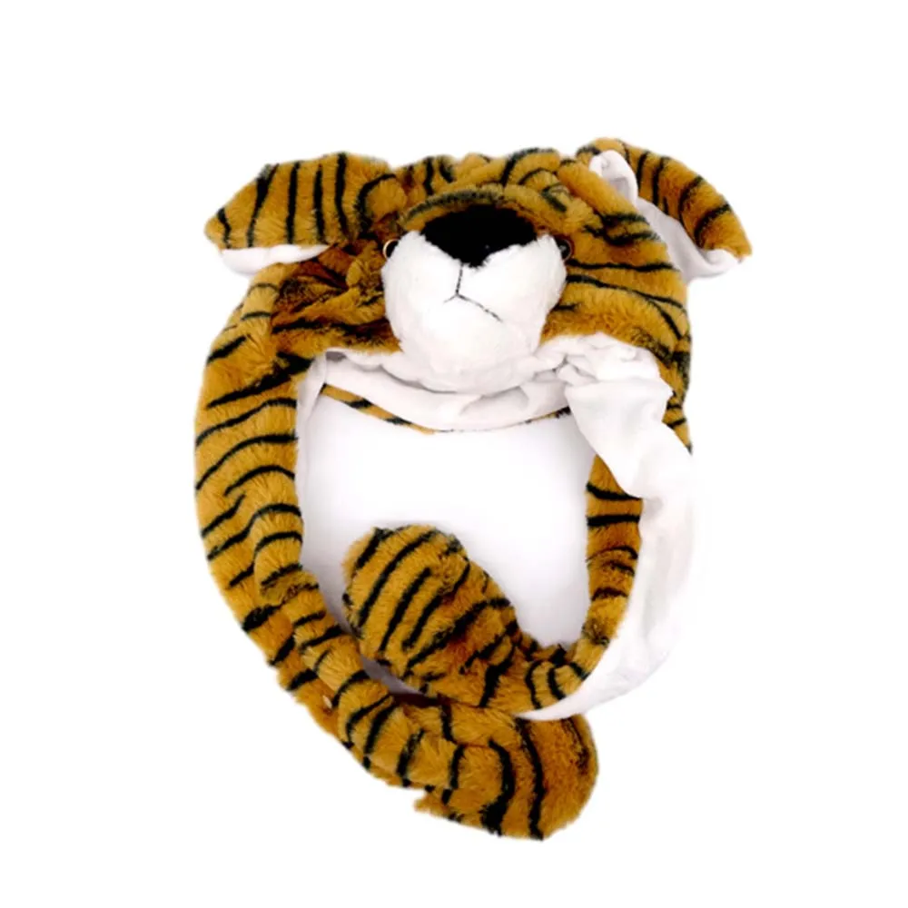 Plush Tiger Costume Animal Hats Fashion Toys Animal Plush Gift Children Hat With Moving Wool Tiger Ears