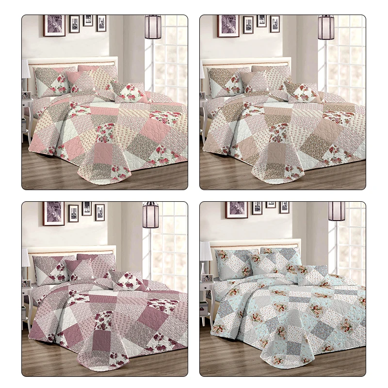 Wholesale Soft Bedding Sets Flora Pattern Quilts Bedspreads Sets for All Season