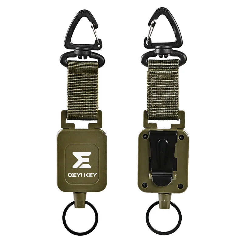 Outdoor Mini Safety Steel Rope Buckle Self-retracting Keychain Metal EDC Keychain