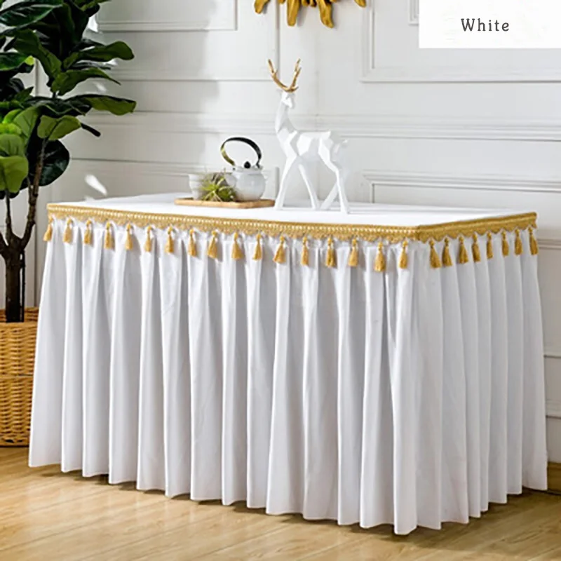 Different Designs Gold velvet Table Skirting for wedding decoration