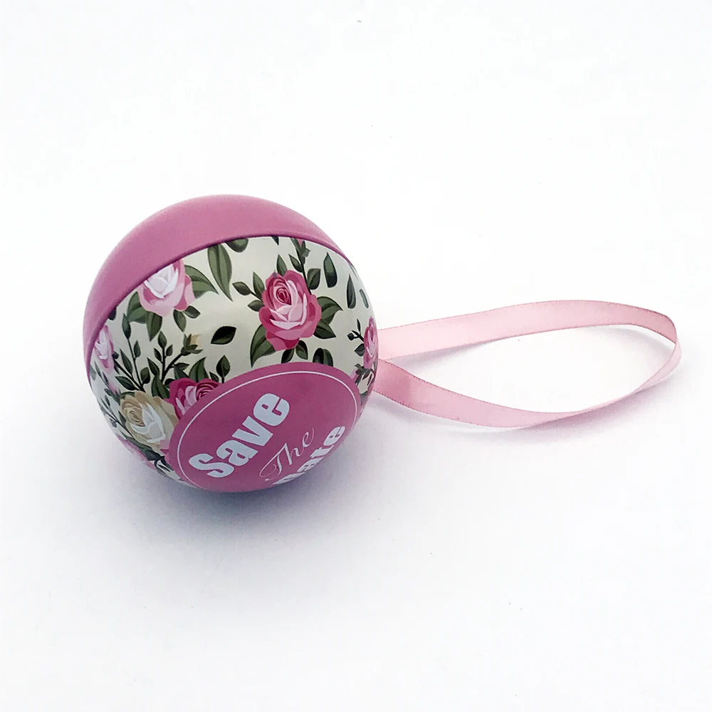 custom printed openable Xmas tin ball