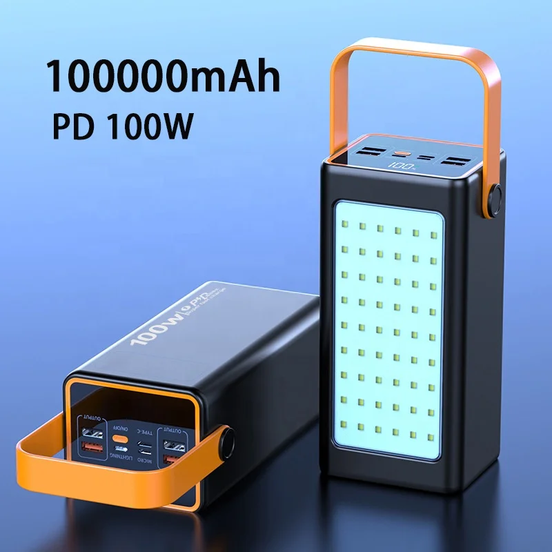 High Capacity power bank 100000mah PD 100w Super fast charging Outdoor travel portable power banks power station