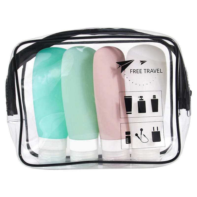 2021 New Silicone Squeeze Travel Shower Travel Set Cosmetic Bottle Airplane Amenities Kits