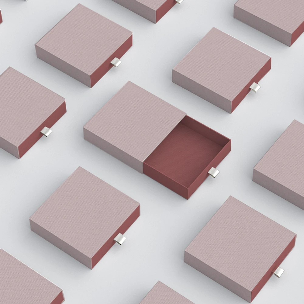 Custom Luxury Paper Sliding Box Drawer Type Gift Jewelry Packaging Boxes with Ribbon