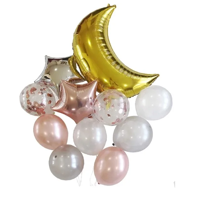 Ramadan/Eid Mubarak letter Moon Star Aluminum Foil Balloon toy gift printed helium latex confetti Balloons photo props decor kit