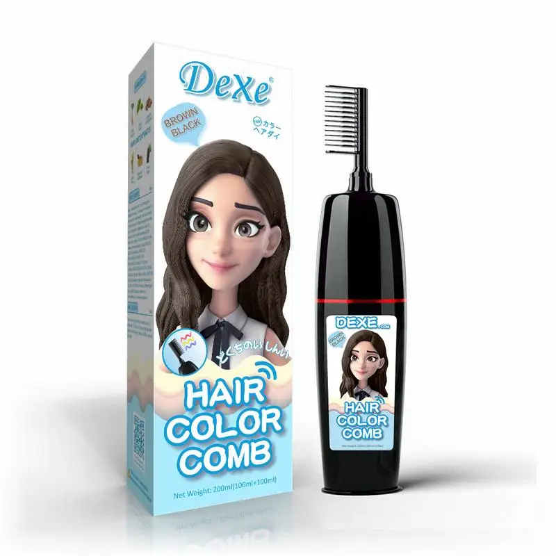 Dexe Magic black hair dye comb hair color dye shampoo used for natural hair with comb easy to use