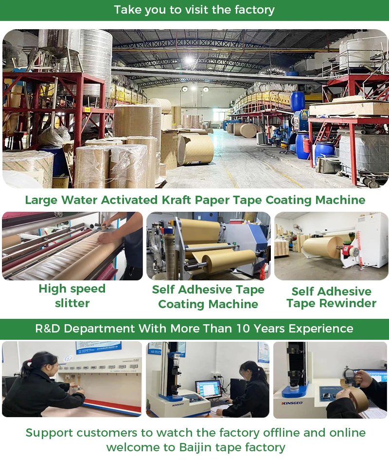 Custom Wholesale Water Activated Kraft Paper Tape jumbo roll