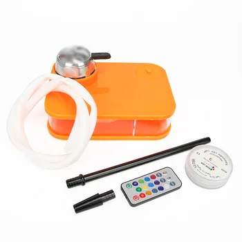 Wholesale Custom Colored smoke Nargile plastic Hookah box chicha Sheesha portable led shisha set square Hookah for sale